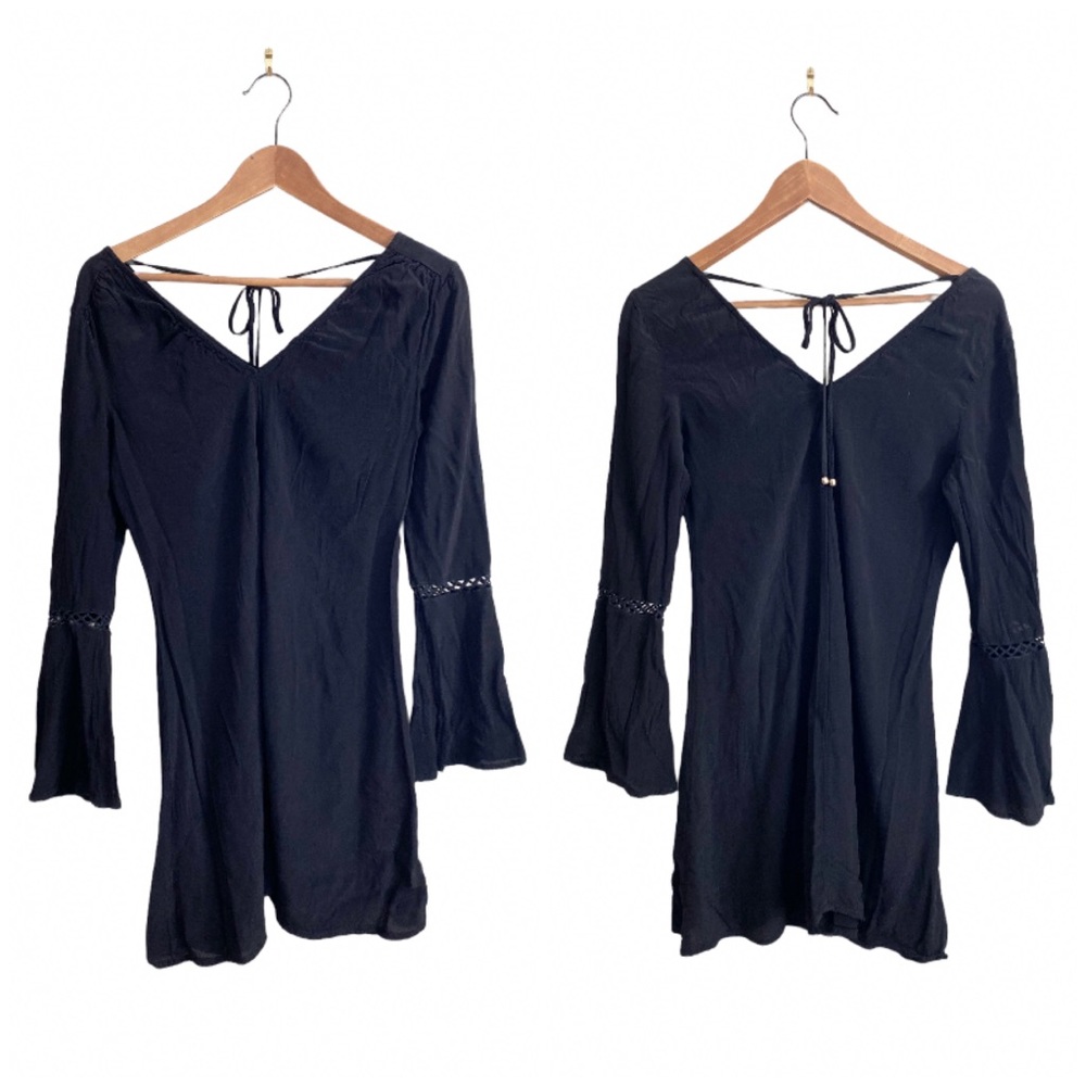 Dynamite Black Long Bell Sleeve Mini Dress